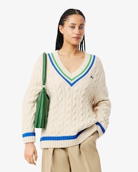 Sweater de Ténis em Malha de Algodão com Decote em V