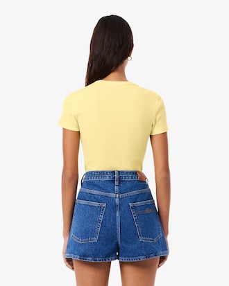 T-shirt de Algod&atilde;o Canelado Slim Fit