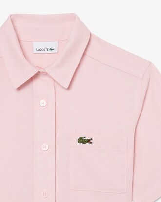 Vestido Camiseiro com Saia Plissada de Popelina