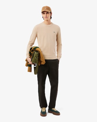Sweater de Algodão Monocromática com Decote Redondo