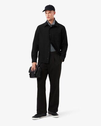 Calças Plissadas em Piqué Loose Fit