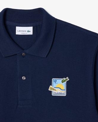 Polo L.12.12 Lacoste x Club Med com Emblema em Contraste