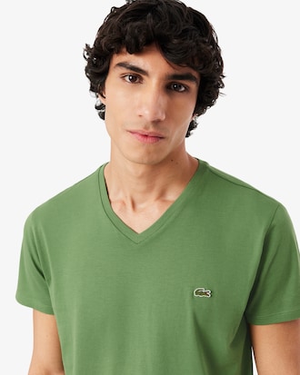 T-shirt de Algod&atilde;o Pima com Decote em V Leve