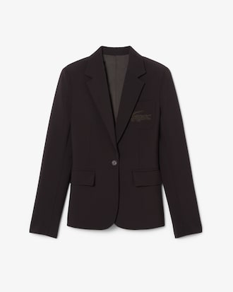 Blazer de L&atilde; com Logo Bordado Slim Fit