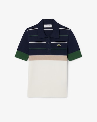 Sweater com Gola de Polo às Riscas de Fabrico Francês