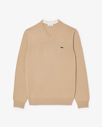 Sweater Monocromática de Algodão com Decote em V