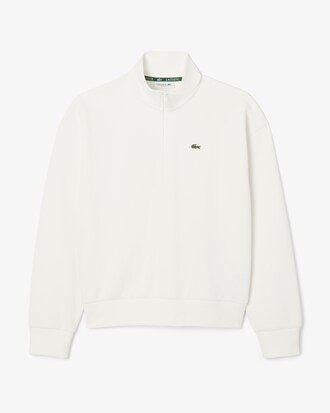 Sweatshirt em Piqué de Gola Alta com Fecho