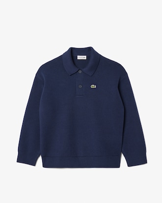 Polo de Manga Comprida com Mistura de Algodão e Lã