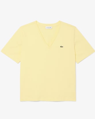 T-shirt de Algodão Suave com Decote em V Relaxed Fit