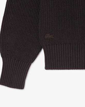 Sweater de Malha Canelada Perolada e Emblema