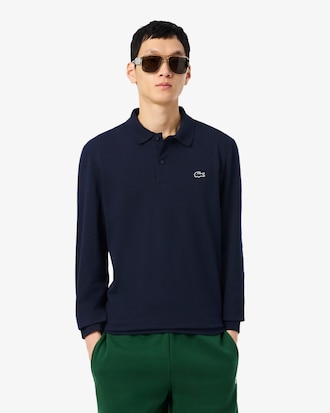 Polo de Algodão de Manga Comprida Regular Fit