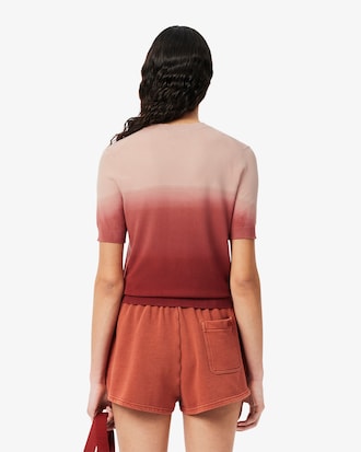 Sweater de Manga Curta com Efeito Ombré