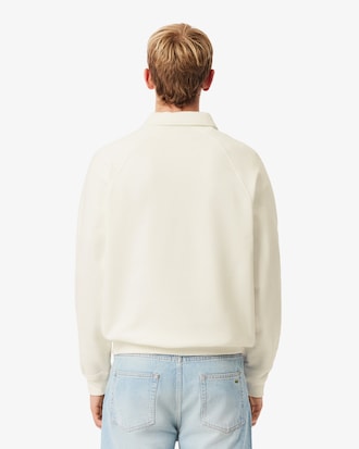 Sweatshirt de Velo e Colarinho de Polo Loose Fit