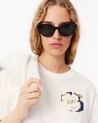 T-shirt de Algodão Oversize com Estampado Floral