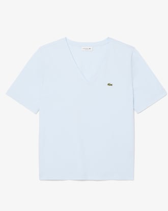 T-shirt de Algodão Suave com Decote em V Relaxed Fit