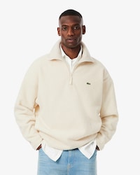 Sweatshirt em Velo com Gola Alta e Fecho Zip