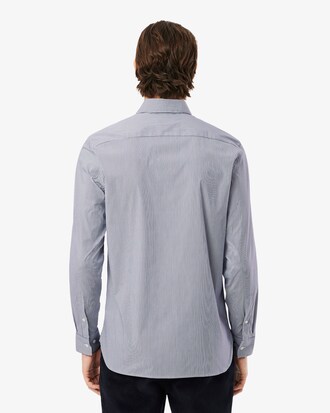 Camisa em Popelina Elástica às Riscas Slim Fit