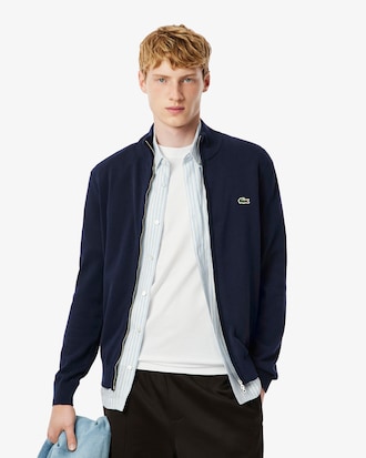 Sweater de Gola Alta em Algodão e com Fecho