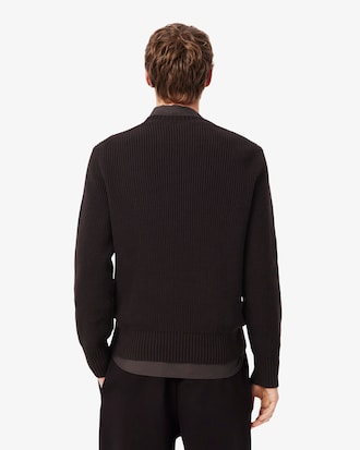 Sweater de Malha Canelada Perolada e Emblema