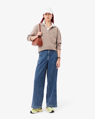 Sweater com Gola de Polo em Malha de Caxemira 3D