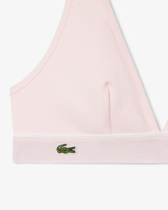 Bralette triangular de algod&atilde;o canelado