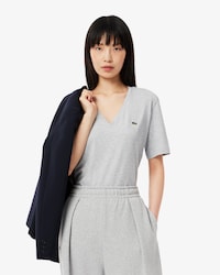 T-shirt de Algodão Suave com Decote em V Relaxed Fit