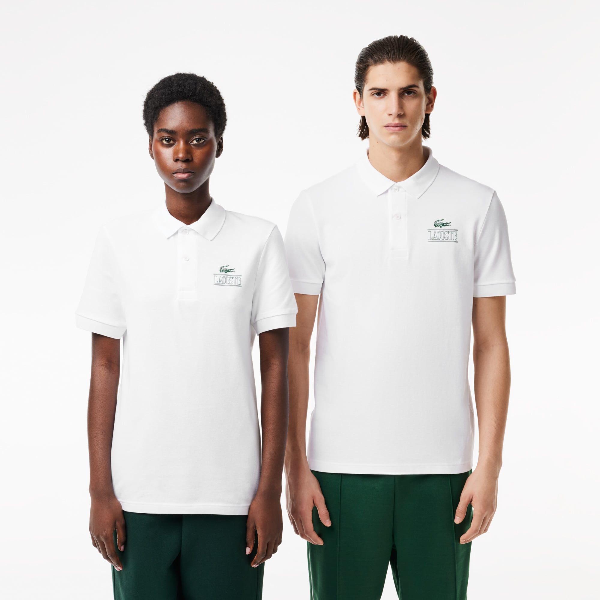 Polo de piqu de el stico com estampado de assinatura Lacoste