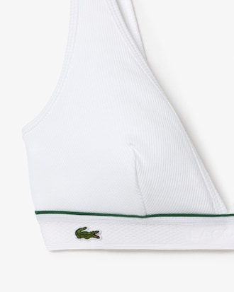 Bralette triangular de algod&atilde;o canelado