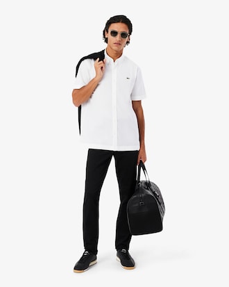 Camisa Regular Fit de Manga Curta em Popelina