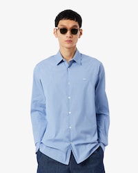 Camisa Slim Fit Listrada em Popelina El&aacute;stica