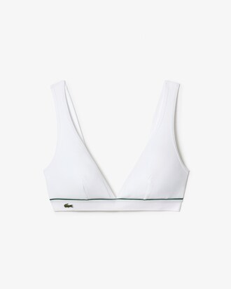 Bralette triangular de algod&atilde;o canelado