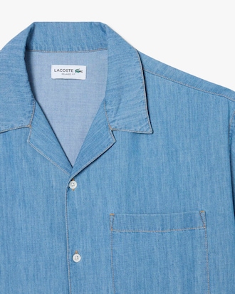 Camisa de Ganga com Colarinho Aberto e Relaxed Fit