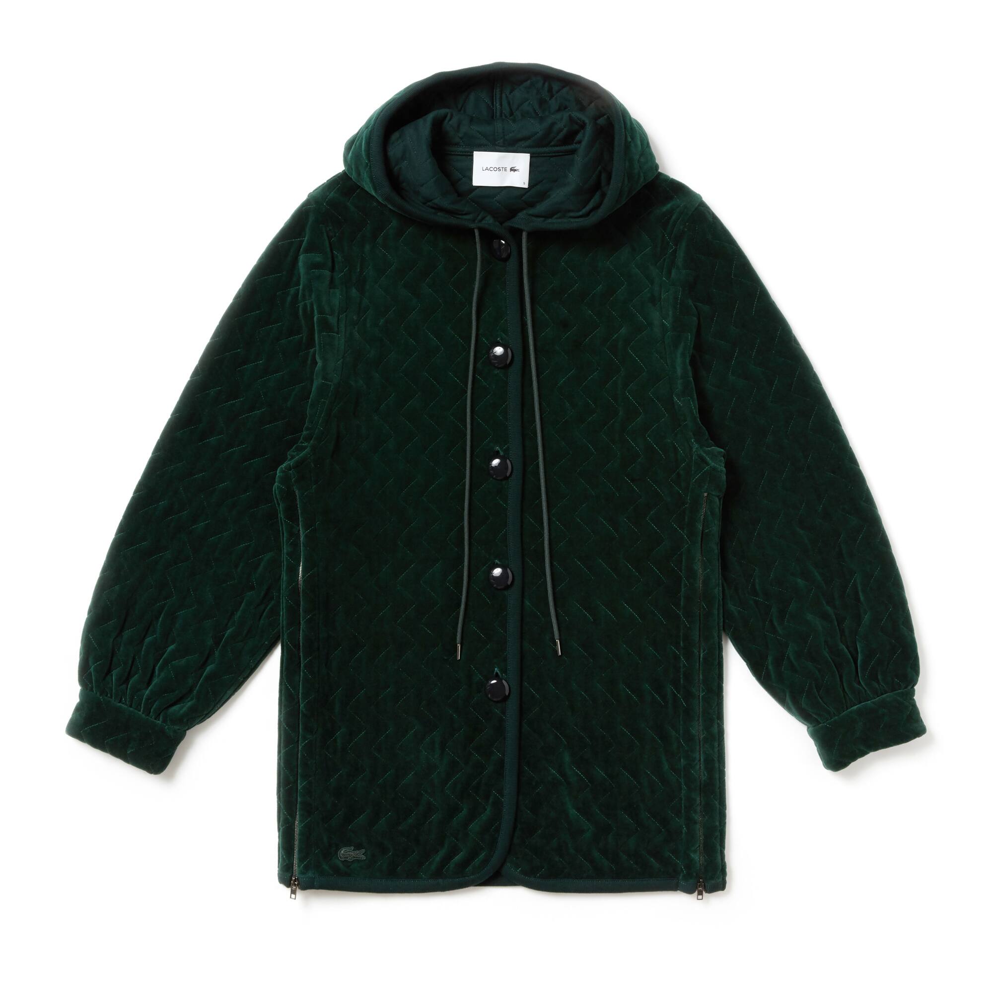 Sweatshirt em veludo acolchoada oversize com capuz do desfile para mulher