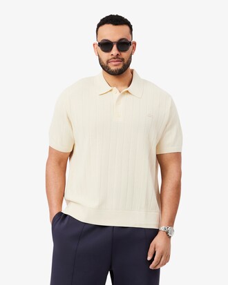 Sweater com Gola de Polo em Malha Canelada Fluida
