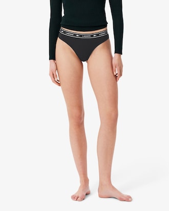 Cuecas String em Algod&atilde;o de Cintura El&aacute;stica com Logo