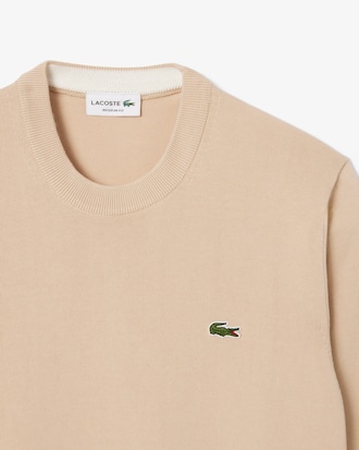 Sweater de Algodão Monocromática com Decote Redondo