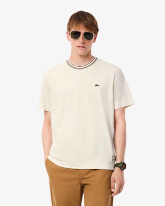 T-shirt com Gola às Riscas de Fabrico Francês