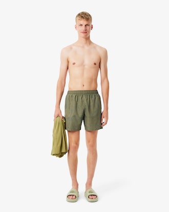 Calções de Banho com Estampado de Comprimento Médio