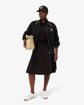 Vestido Polo Plissado em Mistura de L&atilde;