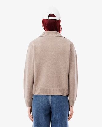 Sweater com Gola de Polo em Malha de Caxemira 3D