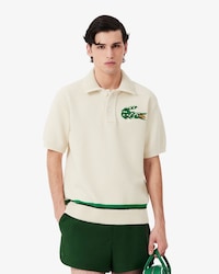 Sweater Runway em Piqu&eacute; com Gola de Polo e Crocodilo Floral