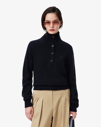 Sweater de Gola Alta em L&atilde; Cardada