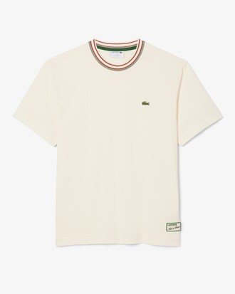 T-shirt com Gola às Riscas de Fabrico Francês