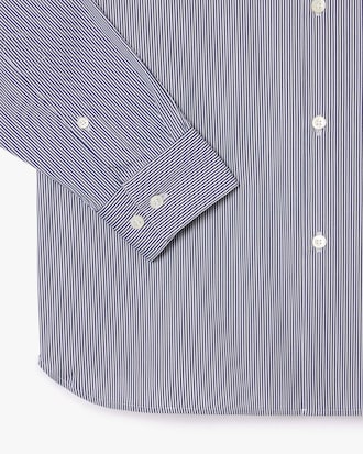 Camisa em Popelina Elástica às Riscas Slim Fit