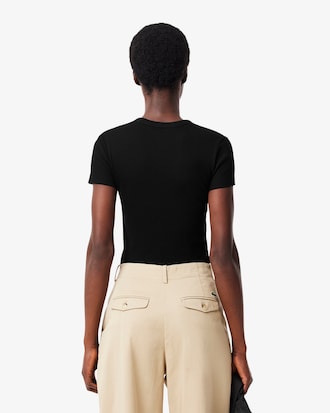T-shirt de Algod&atilde;o Canelado Slim Fit
