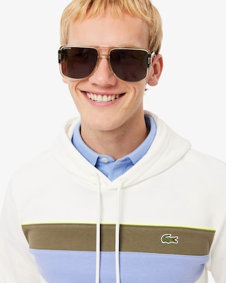 Camisola com Capuz em Velo Colorblock