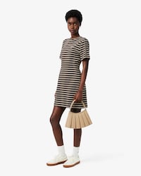 Vestido tipo T-shirt de Algod&atilde;o Listrado