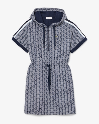 Vestido com Capuz com Monograma em Jacquard