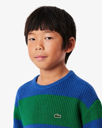 Sweater de Algodão Listrada em Dois Tons