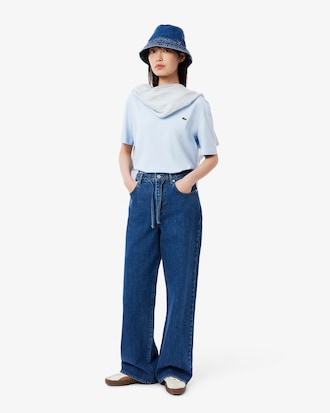 T-shirt de Algodão Suave com Decote em V Relaxed Fit